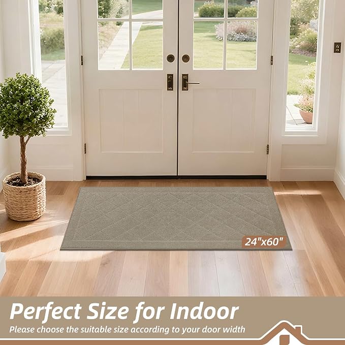 BEQHAUSE Dirt Trapper Door Mat 24" x 60", Doormat Non-Slip Entryway Rugs - Image 2