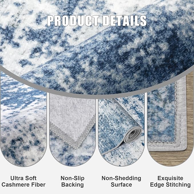 10x12 Area Rug Living Room Rug: Washable Modern Abstract Soft Thin Rug Indoor - Image 6