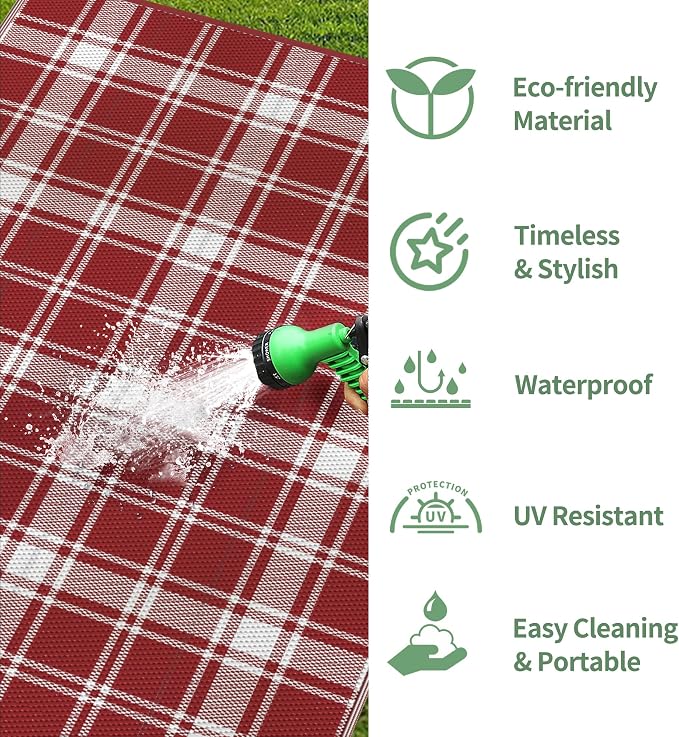 GENIMO Waterproof Outdoor Rug for Patio Clearance, Lightweight RV Camping Mat - Image 6
