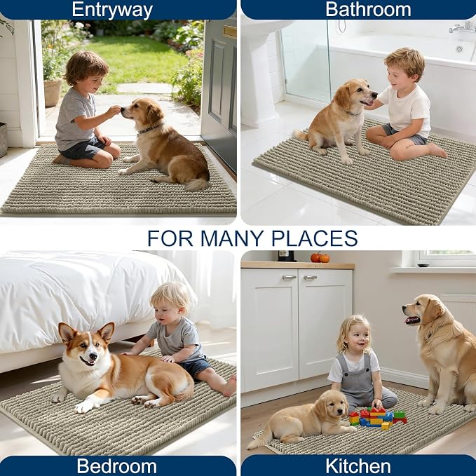 OLANLY Dog Door Mat for Muddy Paws 24x16, Ultra Absorbent Chenille Mud Doormat - Image 8
