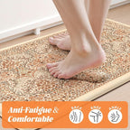 Collive Kitchen Mats Cushioned Anti Fatigue, Fall Vintage Floral Kitchen Rug - Image 3