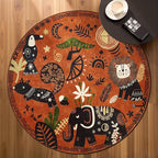 jinchan 5ft Cute Round Rug Kids Washable Fun Rug Terracotta Boho Jungle Indoor - Image 2