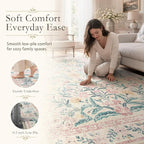 Wonnitar Pink Rugs for Nursery, 5x7 Washable Rug for Bedroom Girls, Boho Soft - Image 6