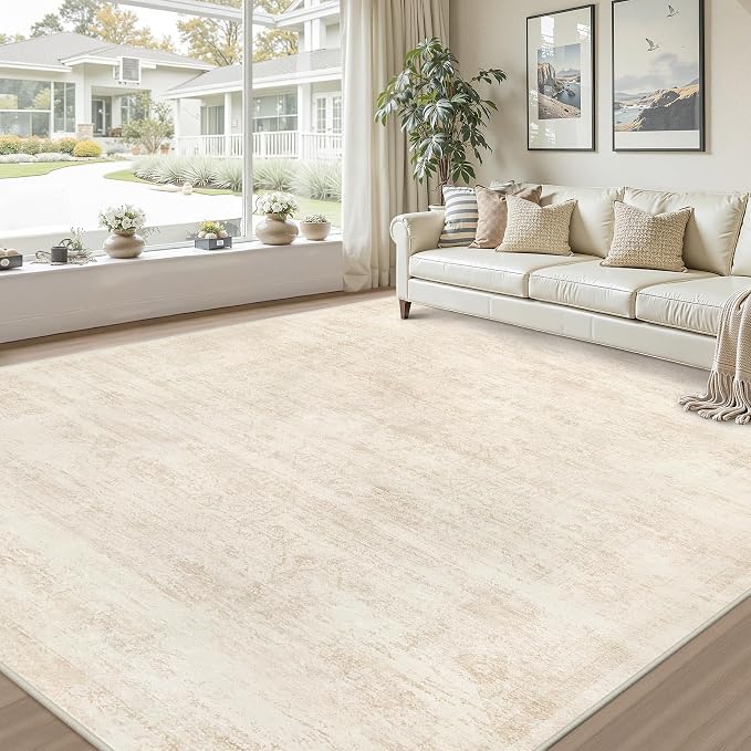 10x12 Area Rug for Living Room: Vintage Boho Neutral Washable Rug Indoor Soft - Image 9