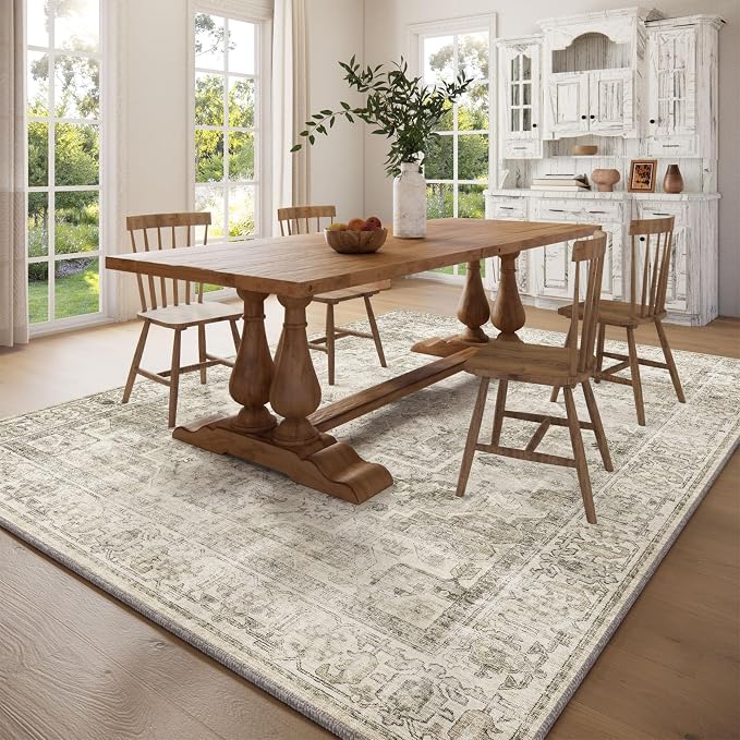 Washable Area Rugs for Living Room: 8x10 Bedroom Area Rugs Boho Vintage Rugs - Image 5