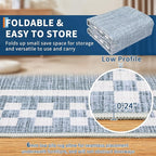 6ft Washable Round Rug for Entryway Modern Checkered Bedroom Circle Rug Non - Image 5