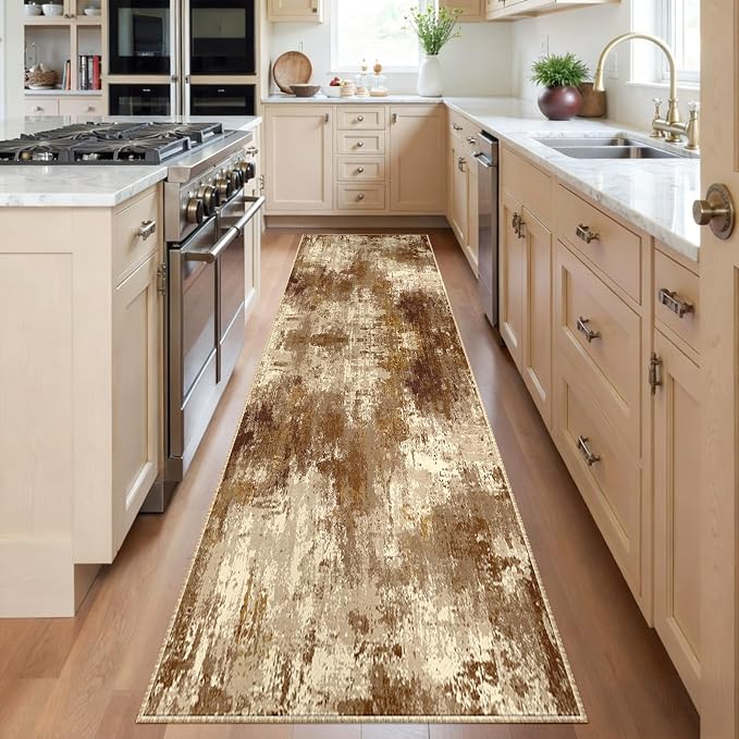 RELEANY Washable Area Rugs 2'x6' Non-Slip Modern Abstract Soft by RELEANY