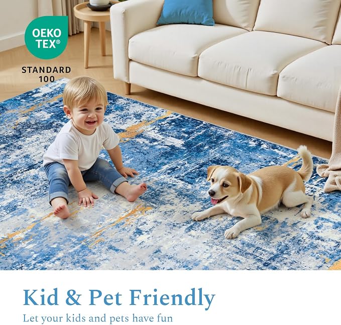 Rugflix 5x7 Area Rugs for Living Room, Washable Large Rug Stain-Resistant Low - Image 6