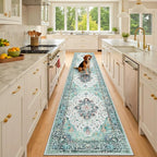 RELEANY Area Rugs Runner 2'x10' Washable Non-Slip, Floral Vintage Distress by RELEANY