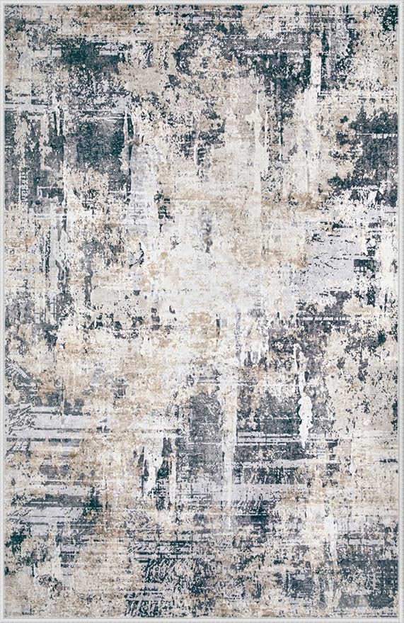 Area Rugs 6x9 Living Room: Washable Rug Modern Abstract Large Rugs Soft Non - Image 8