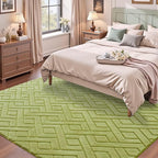 5x7 Green Washable Area Rug for Bedroom Living Room, Modern Geometric Shag - Image 2