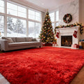 Red Shag Area Rugs for Living Room Bedroom, Ultra Large Soft Fluffy Christmas by Boshengya