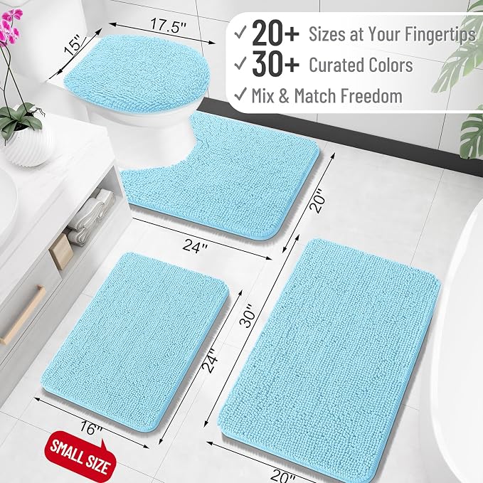 OLANLY Large Bathroom Rugs 45x27, Extra Soft Absorbent Chenille Bath Rugs - Image 2