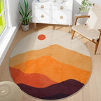 Sunset Round Rug 4ft, Soft Circular Bedroom Rugs Abstract Throw Carpet - Image 9