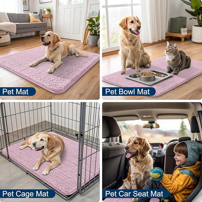 Smiry Dog Door Mat for Muddy Paws 48x30, Absorbent Dirt Trapper, Non-Slip - Image 6