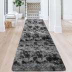 3x10ft Plush High Pile Black Tie-Dyed Rug Fluffy Soft Runner Bedside Rug - Image 2