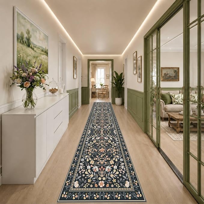 Rugxara 2x10 Floral Runner Rug, Washable Runners - Image 3