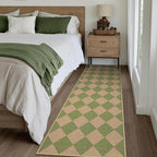 Lahome Colette Checkered Green Runner Rug, 2x8 Carpet Runners - Image 7