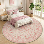 RELEANY Area Rugs Round 10ft Washable Non-Slip, Floral Vintage Distress - Image 2