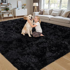 5x8 Area Rug for Living Room:Ultra Soft Fluffy Shag Black Rugs, Large Fuzzy - Image 3