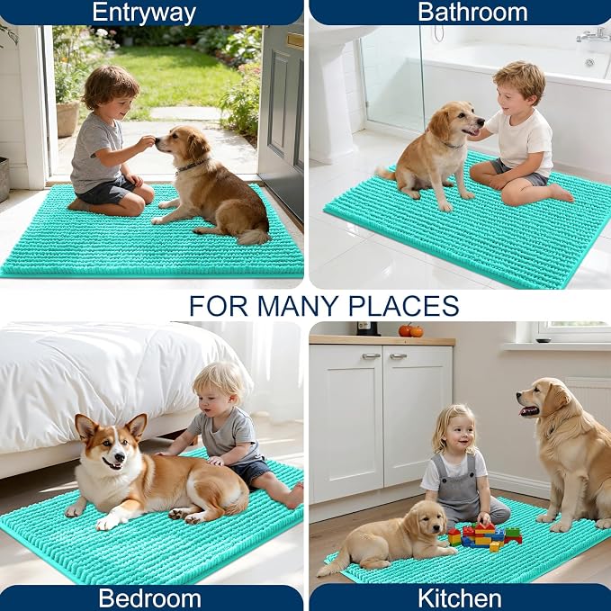 OLANLY Dog Door Mat for Muddy Paws 44x24, Ultra Absorbent Chenille Mud Doormat - Image 8