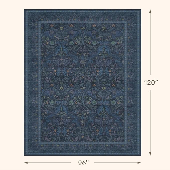 Navy Blue 8x10 Large Rugs for Living Room, Machine Washable Soft Dark Blue Area - Image 2