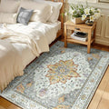 RELEANY Area Rugs 3'x5' Washable Non-Slip, Floral Vintage Distress Medallion by RELEANY