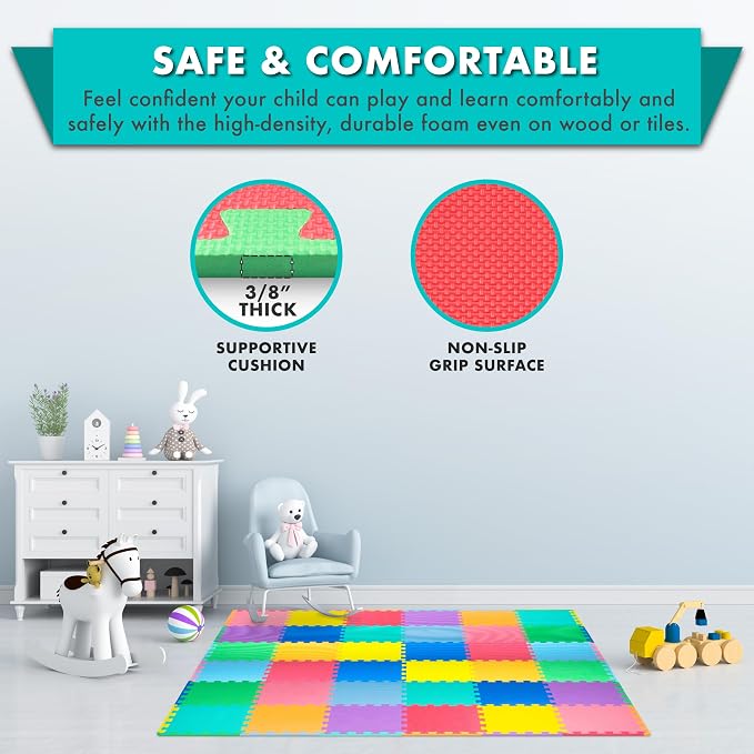 ProSource Baby Play Mat, Soft Foam Floor Tiles - Image 4
