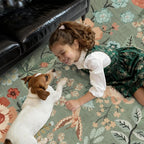 DCX Vintage Floral Rug 5x7, Washable Sage Green Rug - Image 2