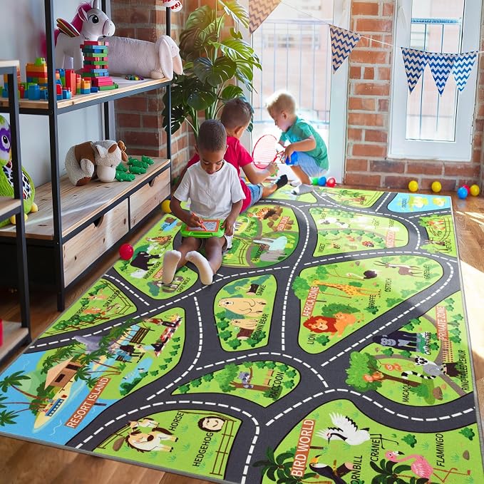Zoo Adventure Kids Rug, Cute Animal Play Mat - Image 2