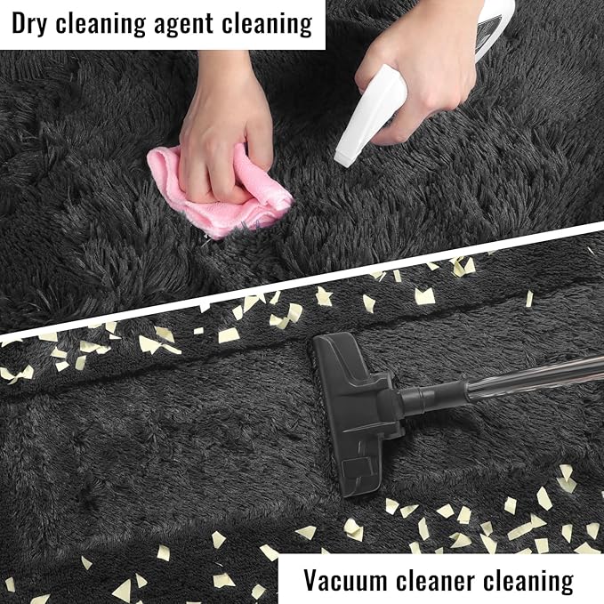 PAGISOFE Black Runner Rugs for Bedroom, Living Room 2x6 Small Plush Fluffy Boys - Image 7