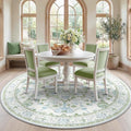 RELEANY Area Rugs Round 7ft Washable Non-Slip, Floral Vintage Distress by RELEANY