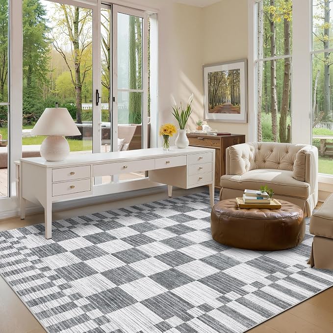GarveeHome Grey Checkered Rug 6×9 Area Rugs - Image 3