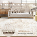 Area Rug 5x7 Washable Rug, Vintage Boho Medallion Rugs Non-Slip Soft Low Pile - Image 7