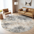 Round Rug Living Room Rugs: 5x5 Washable Circle Large Abstract Modern Soft by LOONGRUG