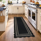 LIVEBOX Scalloped 2x6 Kitchen Runner Rug, Easy Jute Black Rugs - Image 2
