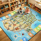 Car Rug Play Mat 8x10 ft, Race Track Map Road Rug by GRAMBET