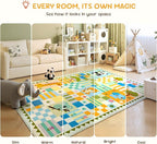3x5 Washable Kid Playroom Rug, Unisex Green Safari Jungle Woodland Animal - Image 5