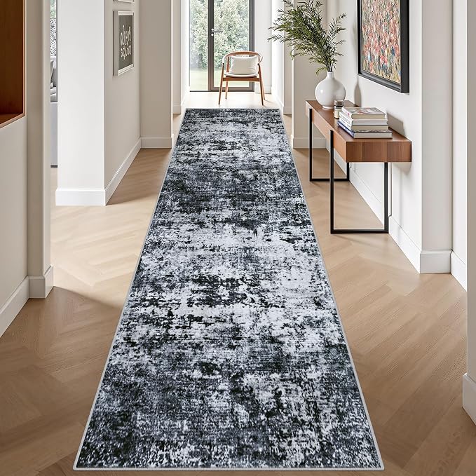 Washable Area Rug 3x14 Entryway Rug: Washable Modern Abstract Soft Thin Rug - Image 4