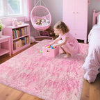 4x6 Pink Rugs for Bedroom Girls, Soft Fluffy Shag Pink Area Rug for Girls Kids by TENNOLA