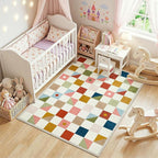 Terrug 3x5 Checkered Rug for Entryway, Soft Low Pile Stain Resistance Carpet - Image 2