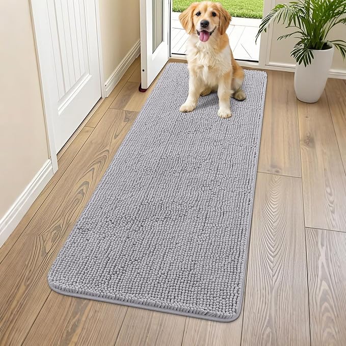 Smiry Dog Door Mat for Muddy Paws 54x24, Absorbent Dirt Trapper, Non-Slip by Smiry