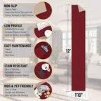 Ottomanson Hallway Runner Rug Non Slip Solid Area Rugs, Solid Red - Image 2