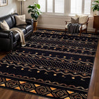 SERISSA 4x6 Area Rugs for Living Room, Washable Non-Slip Black and Gold Boho Rug - Image 2