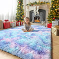 Amdrebio Blue Purple Rainbow Mermaid Rugs 6x9 by Amdrebio