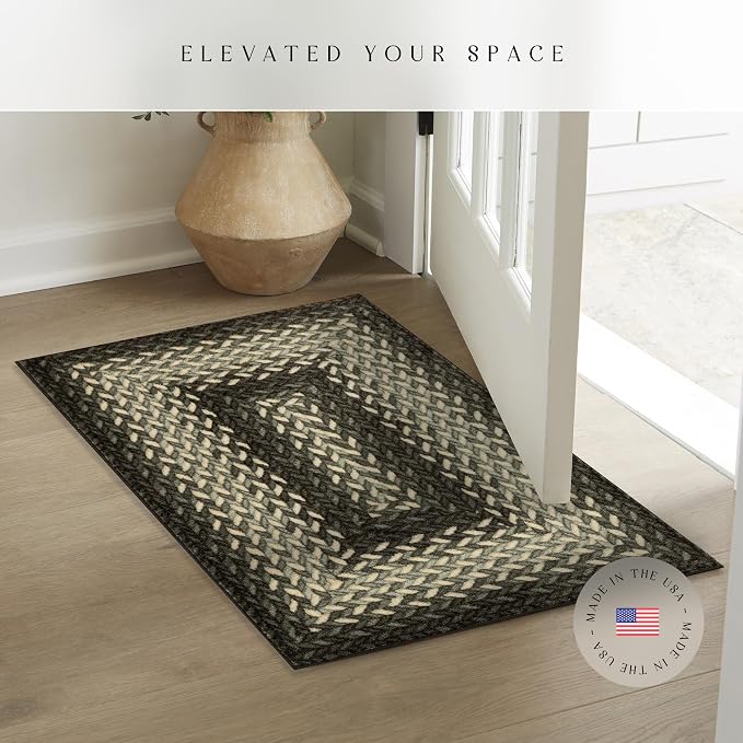 Maples Rugs Marion Bohemian Braided-Style Print Area Rug – Made in USA – - Image 3
