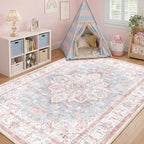 CAPALOCA Machine Washable Rugs Nursery Rug 5x8 Cute Girl Non Slip Low Pile - Image 9