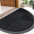 Smiry Half Circle Front Door Mat Outside Entrance, Heavy Duty Sturdy Natural by Smiry