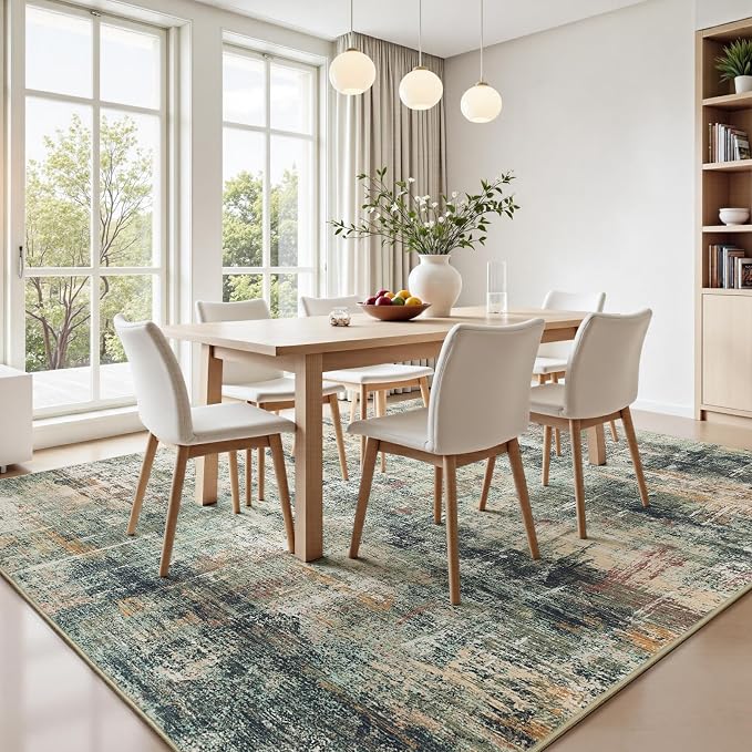 Lofus 9x12 Area Rug for Living Room, Coffee/Green Abstract Large Rugs - Image 3