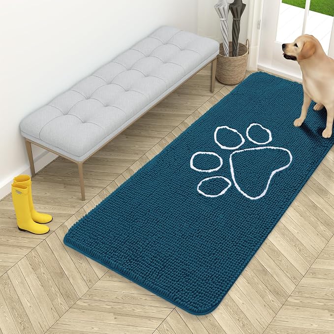 OLANLY Dog Door Mat for Muddy Paws 54x24, Paw Print Design, Absorbs Moisture by OLANLY